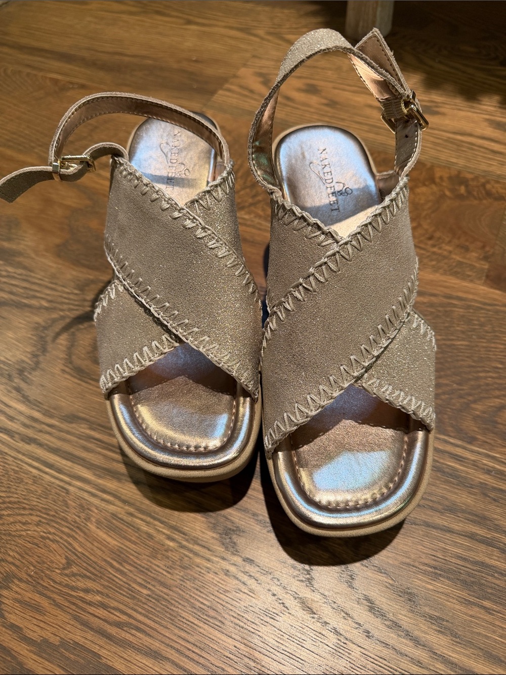 Naedette Taupe Crisscross Ankle Strap Sandals - Women's